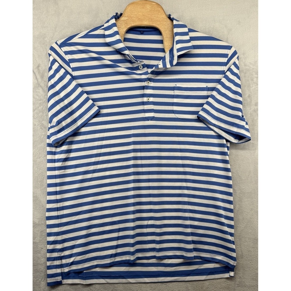 Stitch Golf Shirt Blue White‎ Striped Polo Performance Pocket Men's Size XL EUC